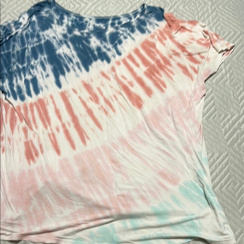 Tie-Dye Women's Top - Blue, Pink, and White